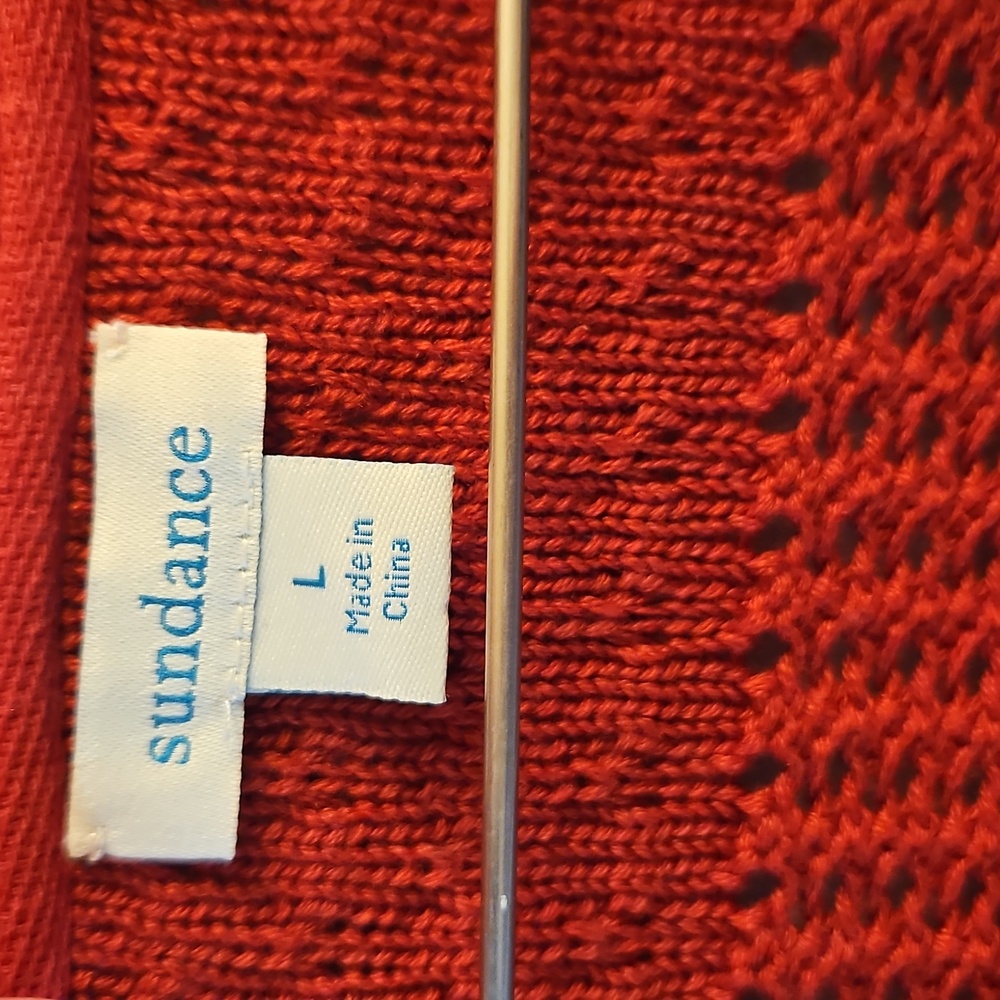 Sundance Red Open Knit  Crochet Cardigan, L, Lightweight, Transitional, Summer - Picture 3 of 9